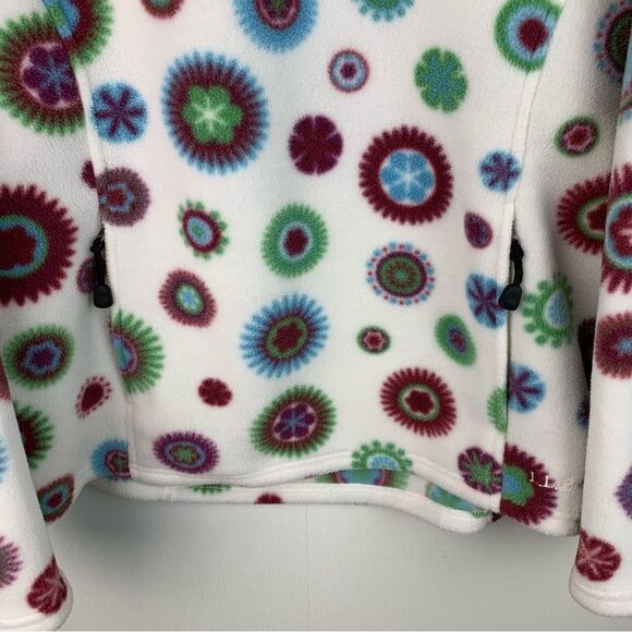 L.L. Bean Fleece Pullover Womens 1X Quarter Snap Jacket Geometric Starburst - Picture 5 of 9